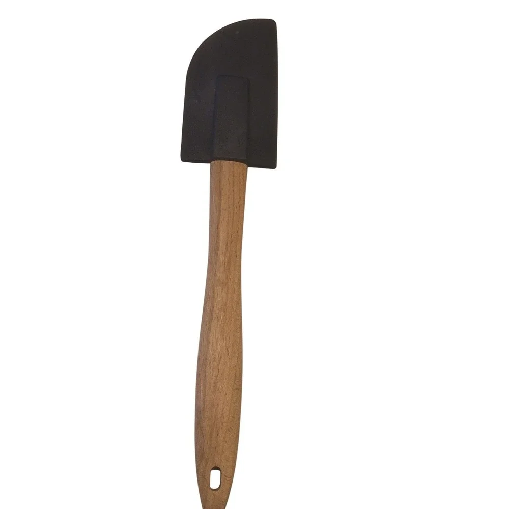 Rae Dunn MIX Silicone Spatula Black Head Wood Handle‎ Farmhouse Kitchen Tool